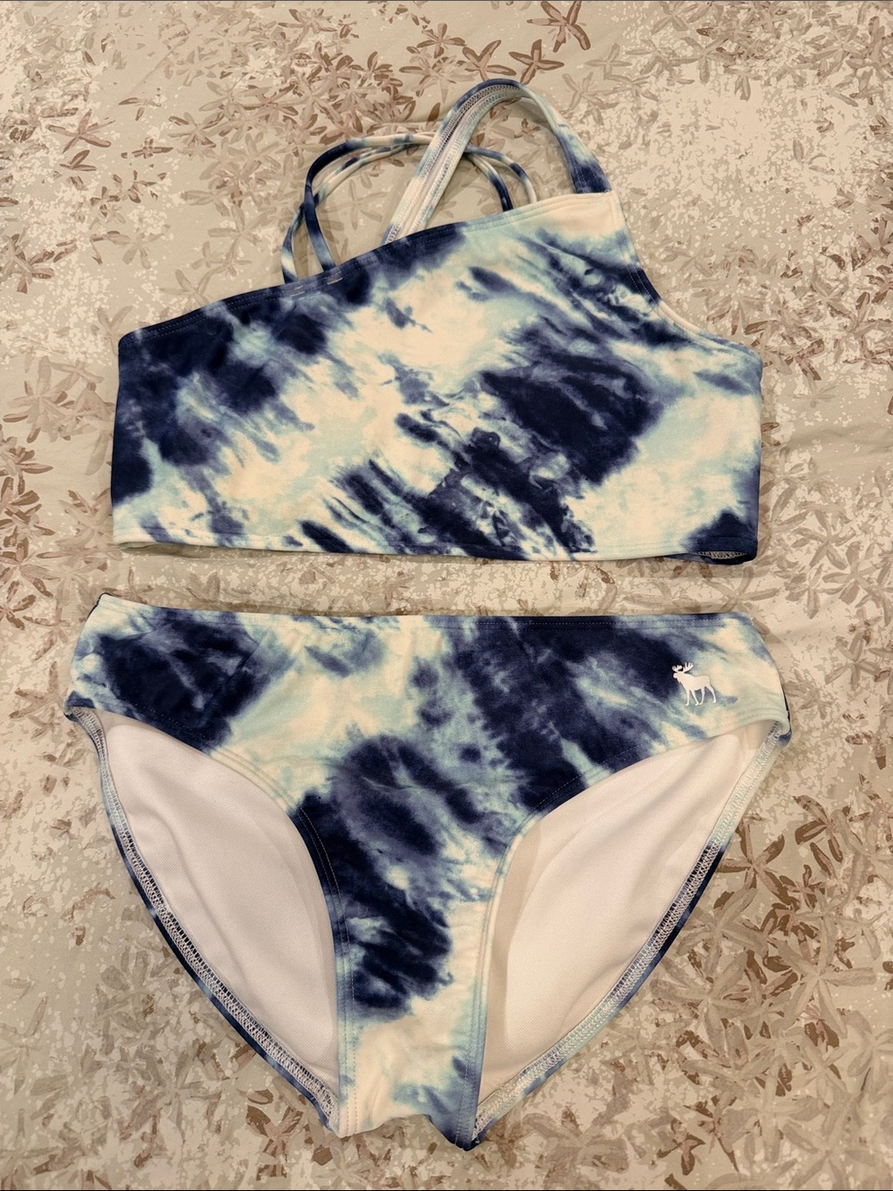 abercrombie kids Navy & White Tie-Dye Two-Piece Swim Bikini